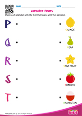 Match Alphabet Fruits p to t